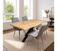 Kosy Koala Dining Table Set With 4 Grey Velvet Chairs Stylish Dining Room Furniture
