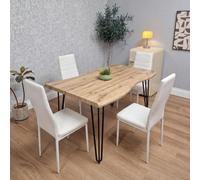 Kosy Koala Dining Table Set With 4 White Faux Leather Chairs Modern Kitchen Dining Room Furniture