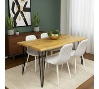 Kosy Koala Dining Table Set With 4 White Gem Pattern Chairs Modern Kitchen Dining Room Furniture