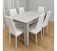 Kosy Koala Dining Table Set With 6 White Faux Leather Chairs Dining Furniture Set