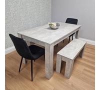 KOSY KOALA Dining Table with 2 Black Velvet Chairs & 2 Stone Grey Benches Modern Dining Room Furniture Set