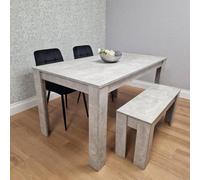 Kosy Koala Dining Table With 2 Black Velvet Chairs And 1 Stone Grey Bench Dining Room Furniture In Brown Brown