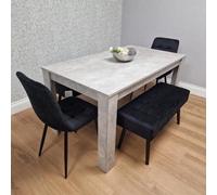 Kosy Koala Dining Table With 2 Black Velvet Chairs And 2 Black Velvet Benches Modern Dining Room Furniture Set