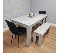 Kosy Koala Dining Table With 2 Black Velvet Chairs And 2 Stone Grey Benches Modern Dining Room Furniture Set