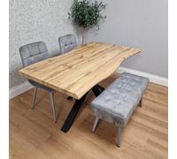 Kosy Koala Dining Table With 2 Grey Velvet Chairs And Modern Grey Bench Dining Room Furniture Set