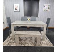 KOSY KOALA Dining Table with 4 Chairs & 1 Bench Kitchen Dining Set for 6 in Grey | Size: 140 cm x 80 cm KOSY KOALA Grey 140 cm x 80 cm