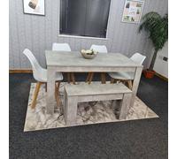 KOSY KOALA Dining Table with 4 chairs & a bench kitchen dining set in Grey | Size: 140cm x 80cm