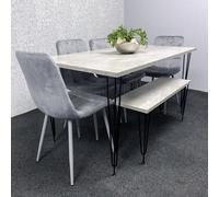 Kosy Koala Dining Table With 4 Chairs Modern Dining Table Set With 4 Grey Chairs And 1 Bench Dining Room Furniture