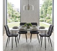 Kosy Koala Dining Table With 4 Chairs Modern Grey Dining Table Set With 4 Black Velvet Chairs Dining Room Furniture