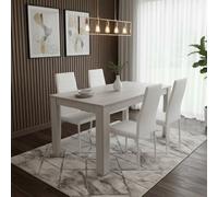 Kosy Koala Dining Table With 4 Chairs Modern Kitchen Dining Table And 4 White Faux Leather Dining Chairs