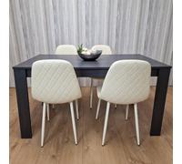 Kosy Koala Dining Table With 4 Cream Stitched Padded Chairs Dark Grey Table Kitchen Dining Table Dining Room Dining Set