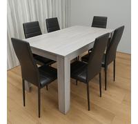 Kosy Koala Dining Table With 6 Chairs Grey Dining Set With 6 Black Chairs Dining Furniture