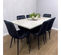 Kosy Koala Dining Table With 6 Chairs Modern Grey Dining Table Set With 6 Black Velvet Chairs Dining Room Furniture