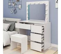 Kosy Koala Dressing Table Makeup Table With 4 Drawers Led Mirror Girls Dresser In White White