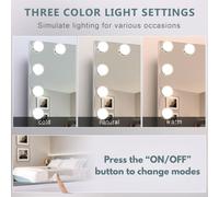 Dressing Table Set with Bulb Lights 3-Way Mirror, Drawers and Stool KOSY KOALA White One Size