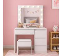 Kosy Koala Dressing Table Set With Stool And Led Bulbs - Bedroom Dressing Table With Drawers