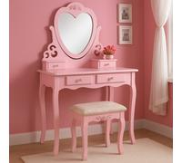 Kosy Koala Dressing Table With Mirror Stool Vanity Dresser Bedroom Pink Love Heart