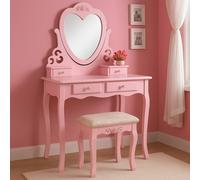 Kosy Koala Dressing Table With Mirror Stool Vanity Dresser Vanity Bedroom Pink Love Heart Pink