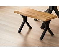 Kosy Koala Durable Wooden Bench With X-Shaped Iron Legs, Curved Edge For Dining, Work, Or Study In Brown Brown One Size