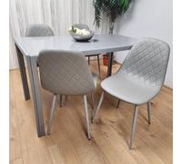 Kosy Koala Glass Dining Table And 4 Grey Leather Chairs Grey Glass Table And 4 Chairs Kitchen Dining Room Furniture Grey One Size