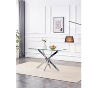 Kosy Koala Glass Dining Table With Chrome Legs, Rectangle, Living / Dining Room In Clear Clear One Size