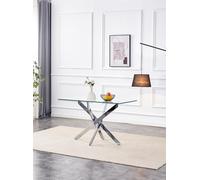 KOSY KOALA Glass Dining Table with Chrome legs, Rectangle, Living / Dining Room in Clear KOSY KOALA Clear