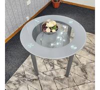 Glass Grey Dining Table Round Dining Table Dining Room Kitchen Furniture KOSY KOALA Grey One Size
