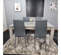 Kosy Koala Grey Dining Table And 4 Chairs Stone Grey Effect Kitchen Wood Set 4