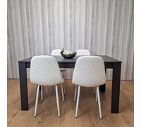 Kosy Koala Grey Dining Table And 4 White Stitched Chairs: Your Ideal Dining Room Set For Four
