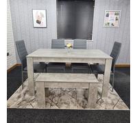 Kosy Koala Grey Dining Table With 4 Chairs And 1 Bench Kitchen Dining Set Of 6