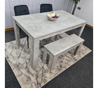 Kosy Koala Grey Kitchen Dining Table, 2 Black Tufted Velvet Chairs And 1 Bench Dining Set