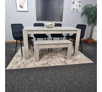 Kosy Koala Grey Kitchen Dining Table, 4 Black Tufted Velvet Chairs And 1 Bench Dining Set