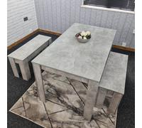 Kosy Koala Grey Kitchen Dining Table And 2 Benches Set Set Of 4 Table For Small Room Space