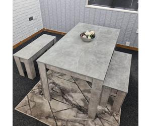 Kosy Koala Grey Kitchen Dining Table And 2 Benches Set Set Of 4 Table For Small Room Space