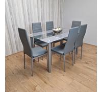 Kosy Koala Grey Kitchen Dining Table Set And 6 Chairs Dining Room Furniture