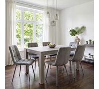 Kosy Koala Grey Modern Dining Table Set With 6 Grey Velvet Chairs Dining Room Furniture Set