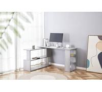 Grey Office Desk L-Shaped with Storage Shelves - Wooden Room Furniture for Home, Study, and Office KOSY KOALA Grey One Size
