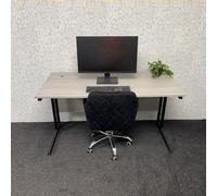 Kosy Koala Grey Office Desk Set with Black Velvet Upholstered Chair Wooden Room Furniture, Multi