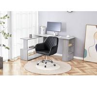 Kosy Koala Grey Office Desk With Black Velvet Upholstered Chair Wooden Room Furniture Grey One Size