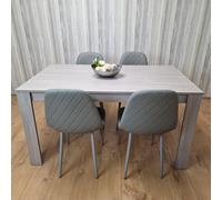 KOSY KOALA Grey Table With 4 Grey Padded Chairs Kitching Dining Set Dining Room Dining Set for 4 | Size: 140 cm x 80 cm KOSY KOALA Grey 140 cm x 80 cm