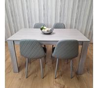 KOSY KOALA Grey Table With 4 Grey Padded Chairs Kitching Dining Set Dining Room Dining Set for 4 | Size: 140cm x 80cm
