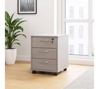 Kosy Koala Grey Under-Desk Drawer Storage Unit With Wheels Mobile Wooden 3-Drawer Set For Home Or Office Grey One Size