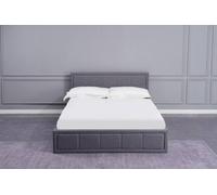 KOSY KOALA Grey Upholstered Storage Ottoman Bed With 3ft Single Memory Foam Mattress in Dark Grey