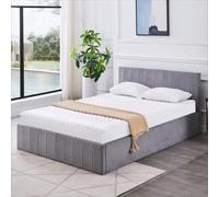 Kosy Koala Grey Velvet Ottoman Fabric Small Double Storage Bed