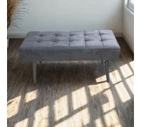 Kosy Koala Grey Velvet Padded Dining Bench With Metal Legs 90 Cm Length, Dining Room Furniture