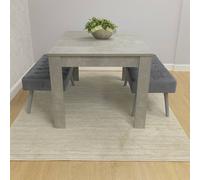 Kosy Koala Grey Wooden Dining Table Set And 2 Benches With Metal Legs - Dining Kitchen Room Furniture In Green Green One Size