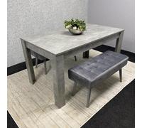 Kosy Koala Grey Wooden Dining Table Set With 2 Benches Metal Legs Dining Kitchen Furniture