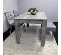 Kosy Koala Grey Wooden Dining Table Set With 2 Chairs And 1 Bench Dining Kitchen Furniture