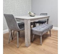 Kosy Koala Grey Wooden Dining Table Set With 2 Chairs And 2 Benches Dining Kitchen Furniture