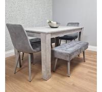 Kosy Koala Grey Wooden Dining Table Set With 2 Chairs And Benches, Room Furniture Grey